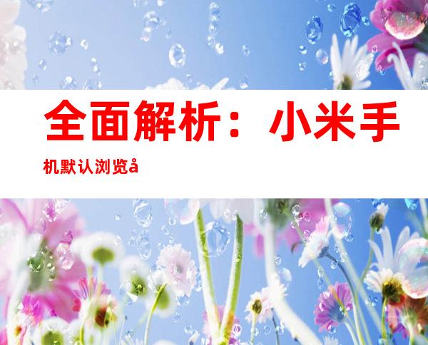 全面解析：小米手机默认浏览器更改指南